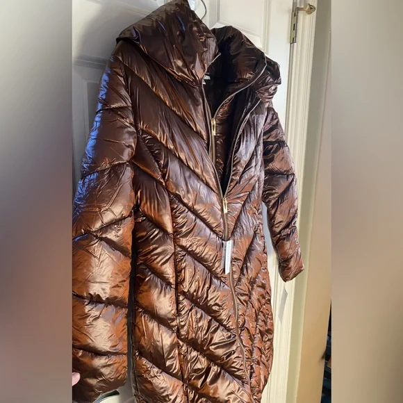 NWT Via Spiga inset bib quilted long puffer jacket - Picture 8 of 10